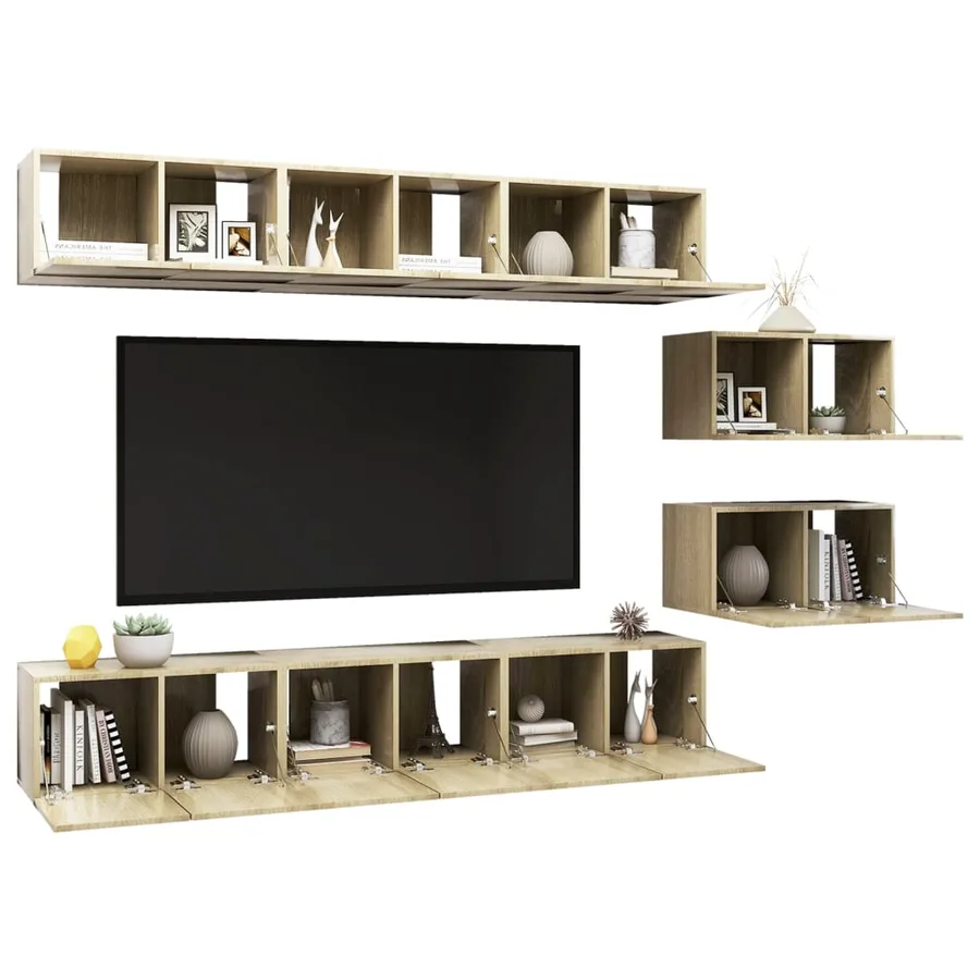 Meubles TV 8 pcs Chêne sonoma Bois d'ingénierie - 3