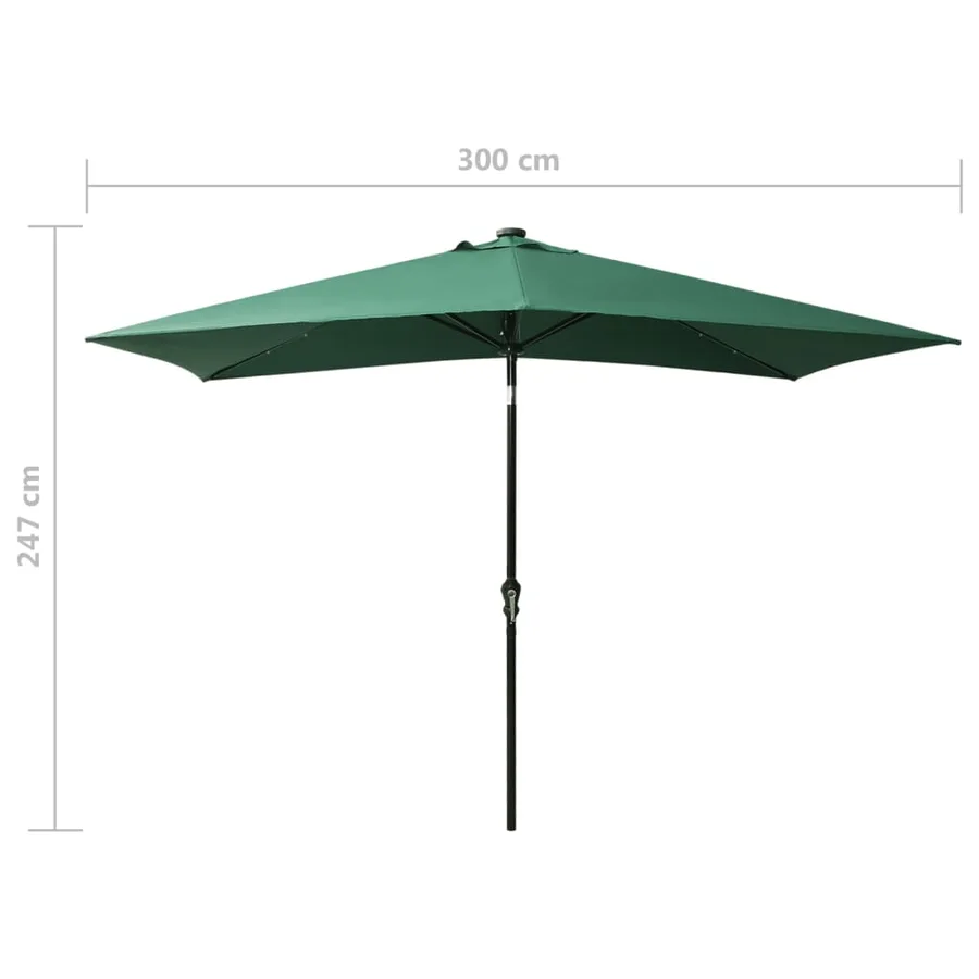 Parasol de jardin avec LED et mât en acier Vert 2x3 m - 11