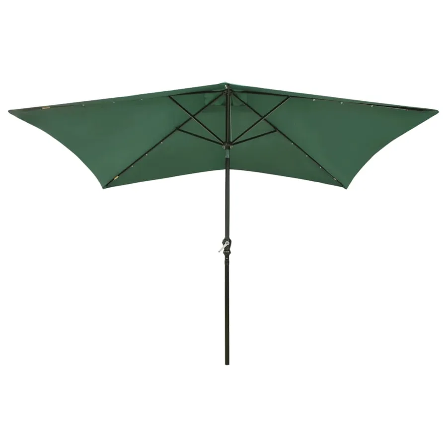 Parasol de jardin avec LED et mât en acier Vert 2x3 m - 2