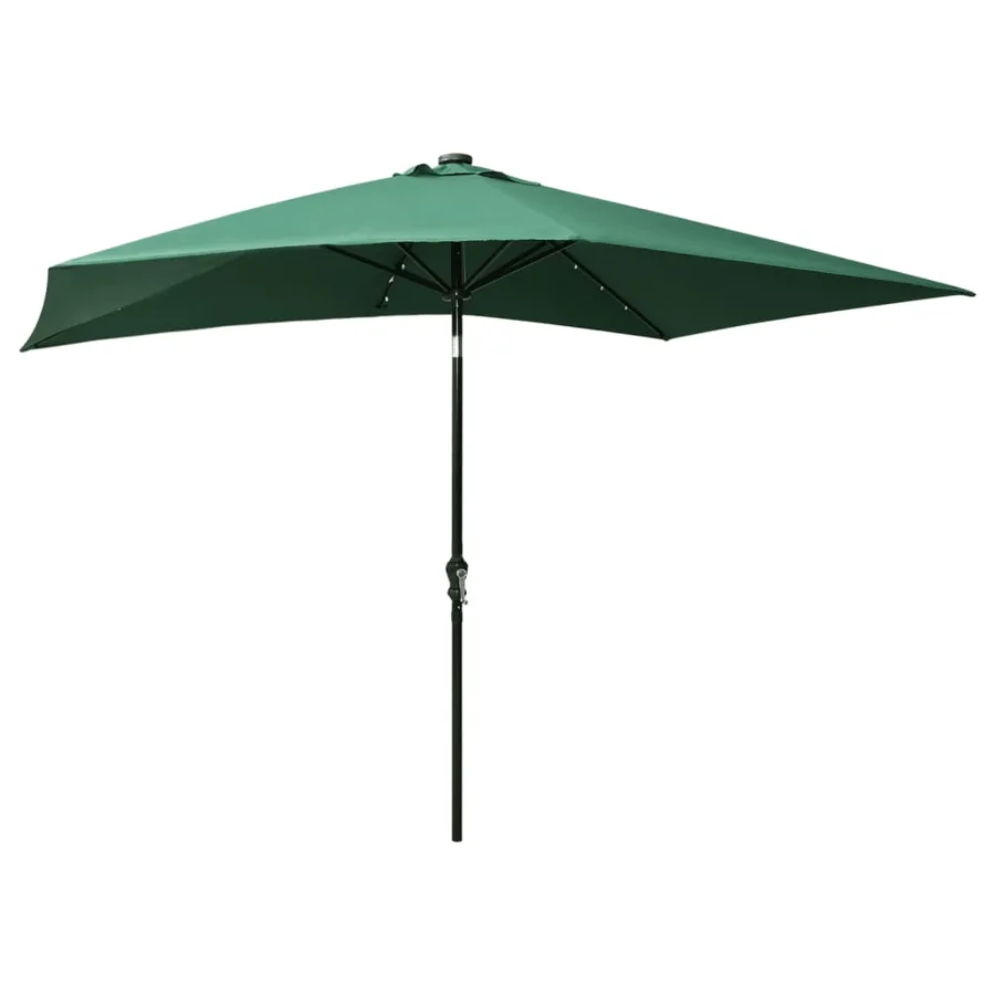 Parasol de jardin avec LED et mât en acier Vert 2x3 m - 4