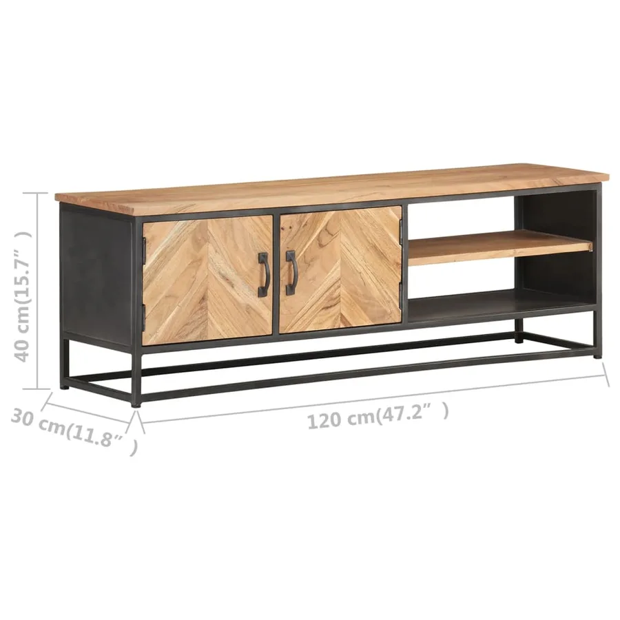 Meuble TV 120x30x40 cm Bois d'acacia massif - 7