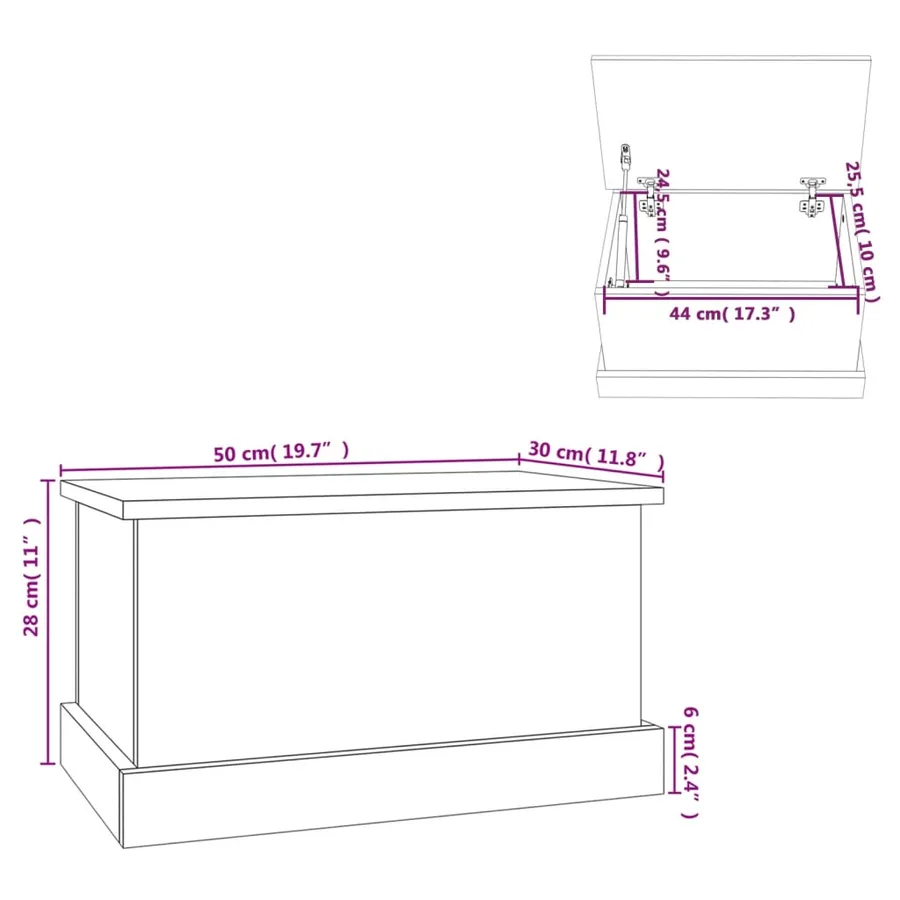 Coffre de rangement Chêne Sonoma 50x30x28 cm Bois d'ingénierie - 10