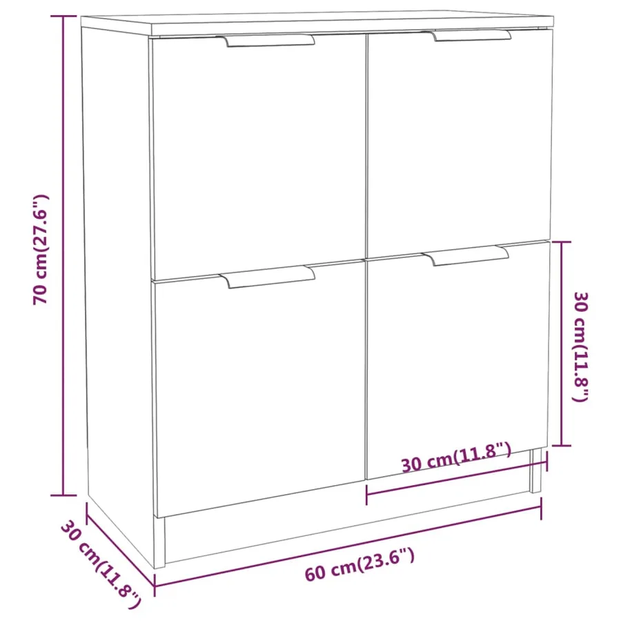Buffets 2 pcs Chêne sonoma 60x30x70 cm Bois d'ingénierie - 7