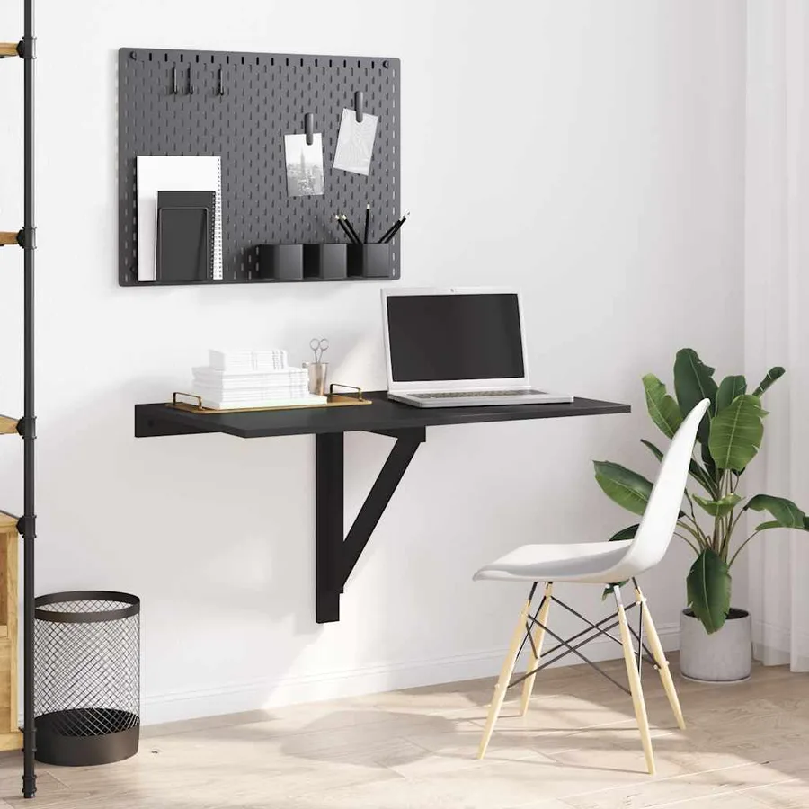 Table murale pliable Noir 100x60x56 cm Bois d'ingénierie - 3