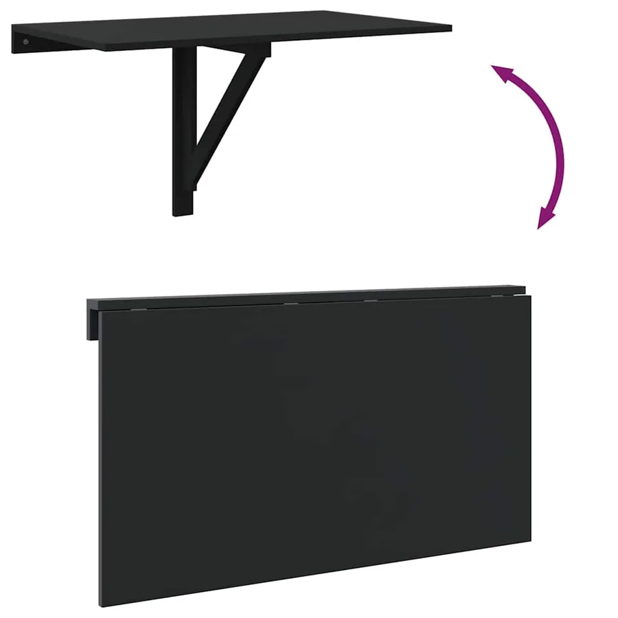 Table murale pliable Noir 100x60x56 cm Bois d'ingénierie - 8