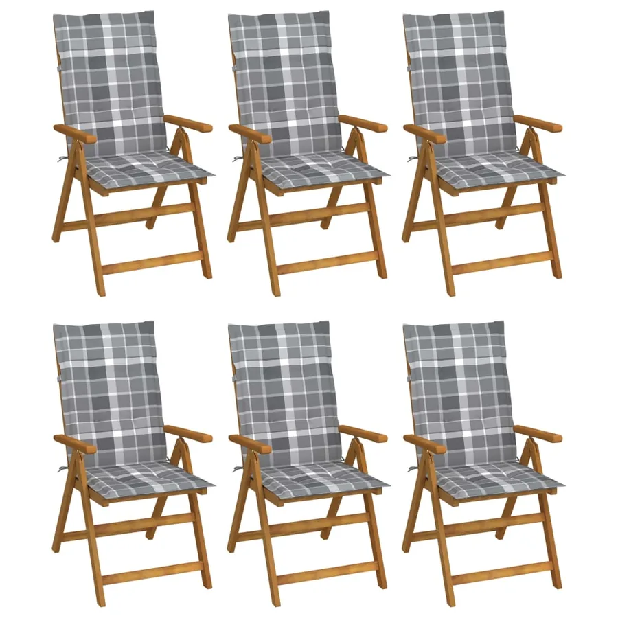 Chaises pliables de jardin lot de 6 avec coussins Bois d'acacia