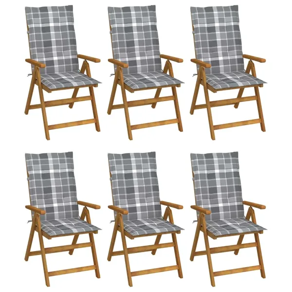 Chaises pliables de jardin lot de 6 avec coussins Bois d'acacia