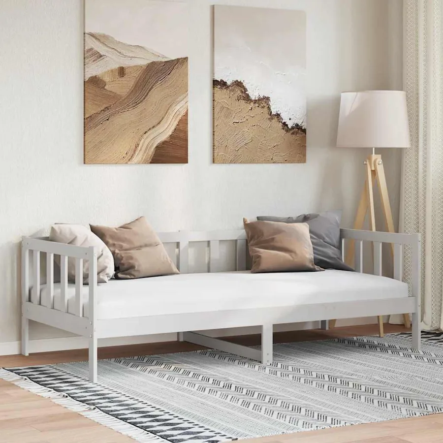 Lit de jour sans matelas blanc bois de pin massif 90x200 cm