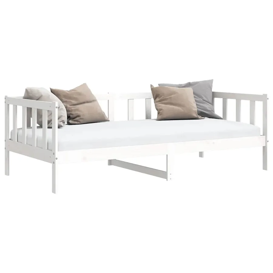 Lit de jour sans matelas blanc bois de pin massif 90x200 cm - 9