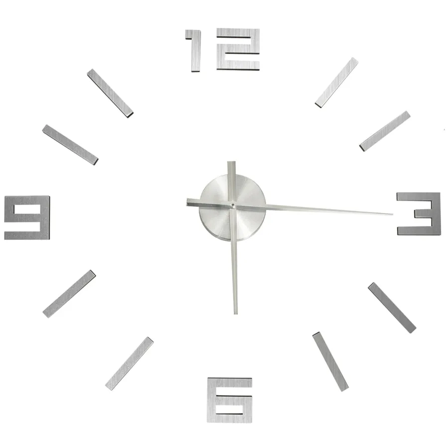 Horloge murale 3D Design moderne Argenté 100 cm XXL - 2