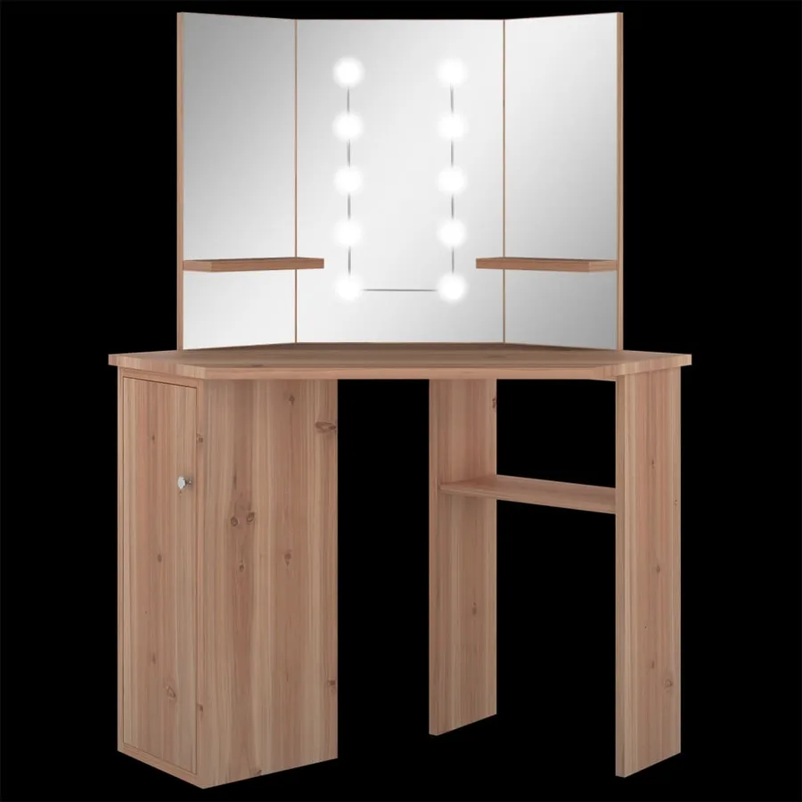 Coiffeuse d'angle avec LED Chêne 111x54x141,5 cm - 11