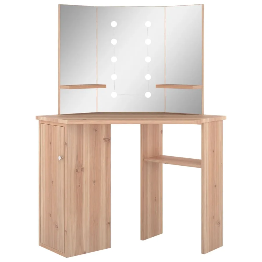 Coiffeuse d'angle avec LED Chêne 111x54x141,5 cm - 2