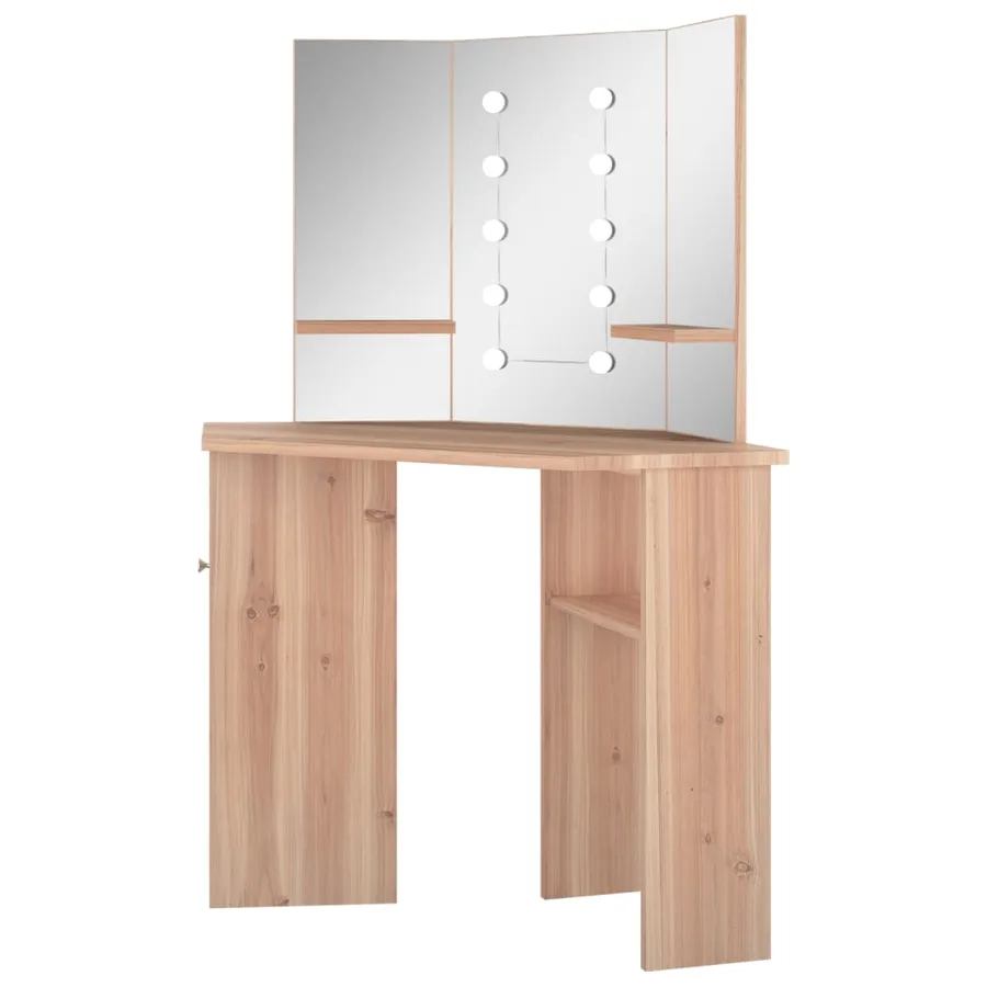 Coiffeuse d'angle avec LED Chêne 111x54x141,5 cm - 4