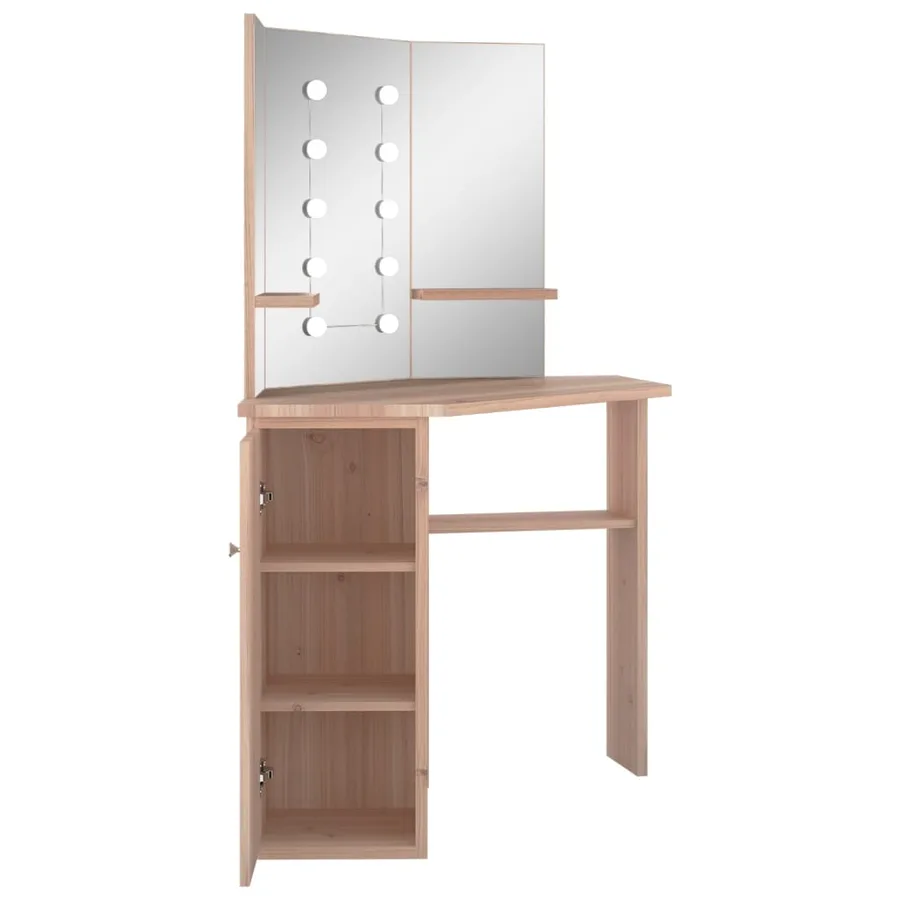 Coiffeuse d'angle avec LED Chêne 111x54x141,5 cm - 6