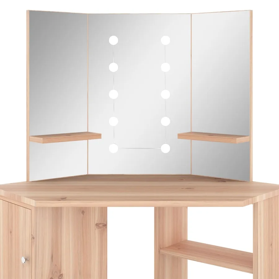 Coiffeuse d'angle avec LED Chêne 111x54x141,5 cm - 7