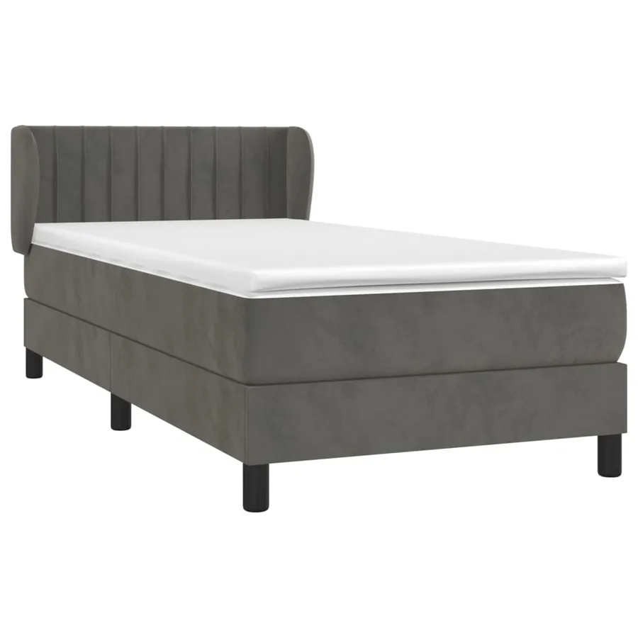 Sommier à lattes de lit et matelas Gris foncé 90x200 cm Velours - 3
