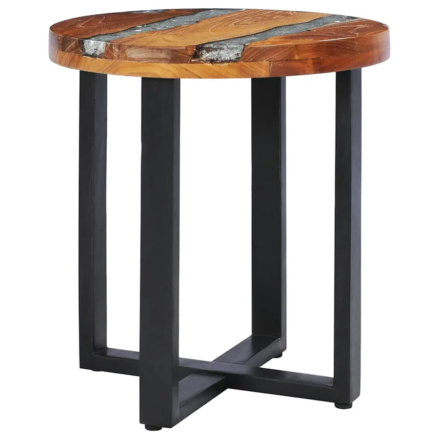 Table basse 40x45 cm Bois de teck massif et polyrésine - 10