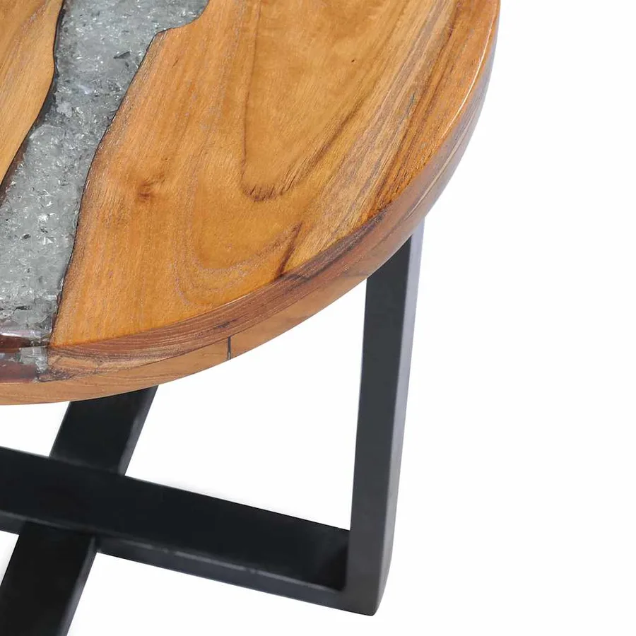 Table basse 40x45 cm Bois de teck massif et polyrésine - 13