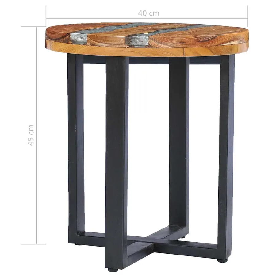 Table basse 40x45 cm Bois de teck massif et polyrésine - 14