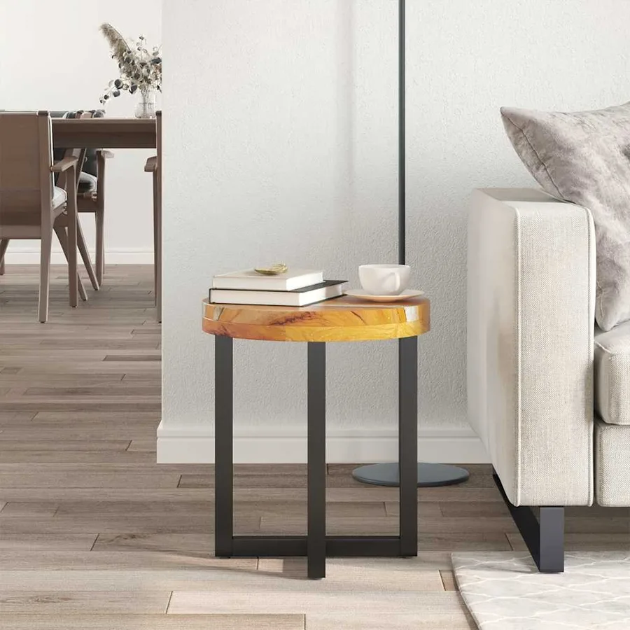 Table basse 40x45 cm Bois de teck massif et polyrésine - 3