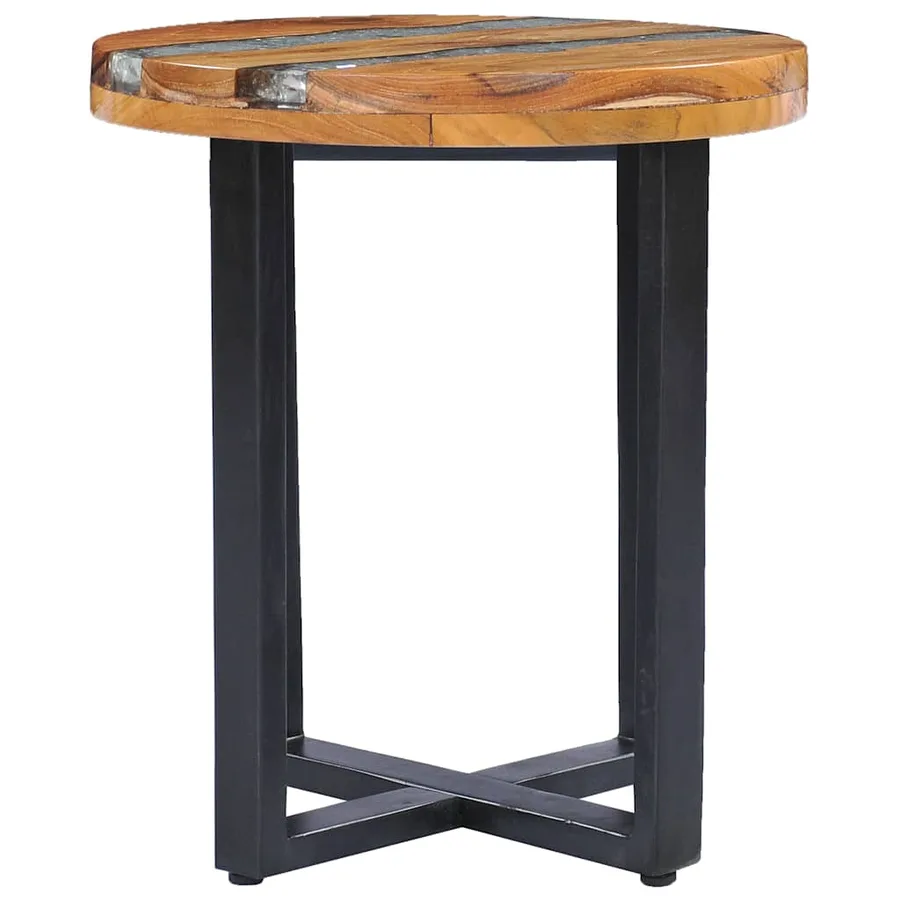 Table basse 40x45 cm Bois de teck massif et polyrésine - 4