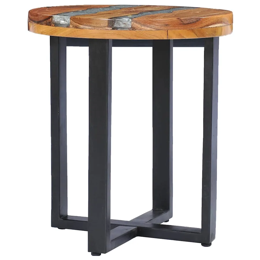 Table basse 40x45 cm Bois de teck massif et polyrésine - 5