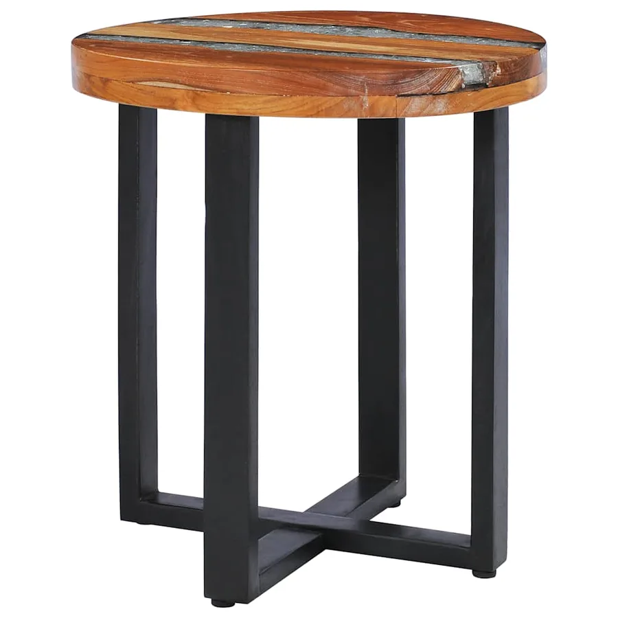 Table basse 40x45 cm Bois de teck massif et polyrésine - 6