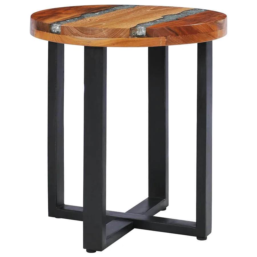Table basse 40x45 cm Bois de teck massif et polyrésine - 7