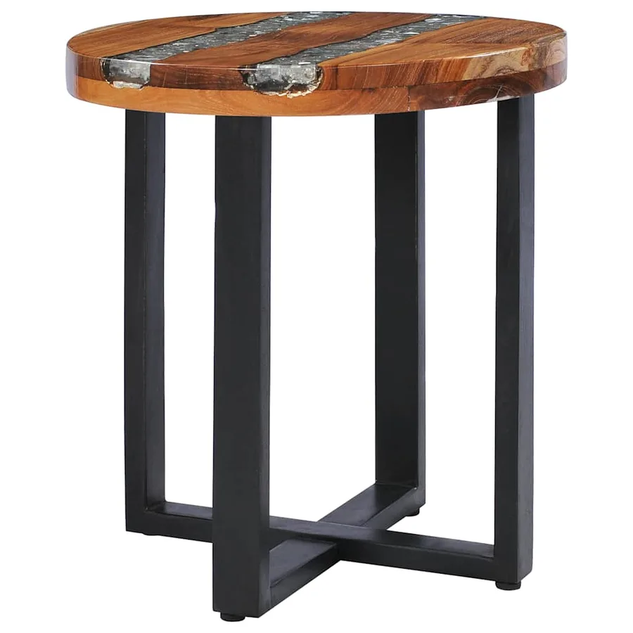 Table basse 40x45 cm Bois de teck massif et polyrésine - 8