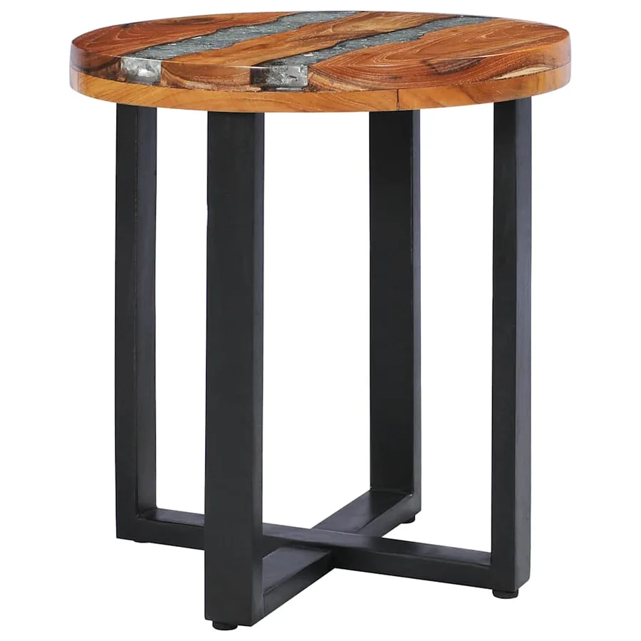 Table basse 40x45 cm Bois de teck massif et polyrésine - 9