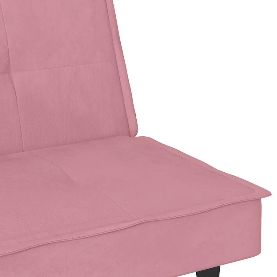 Canapé-lit avec porte-gobelets rose velours - 10