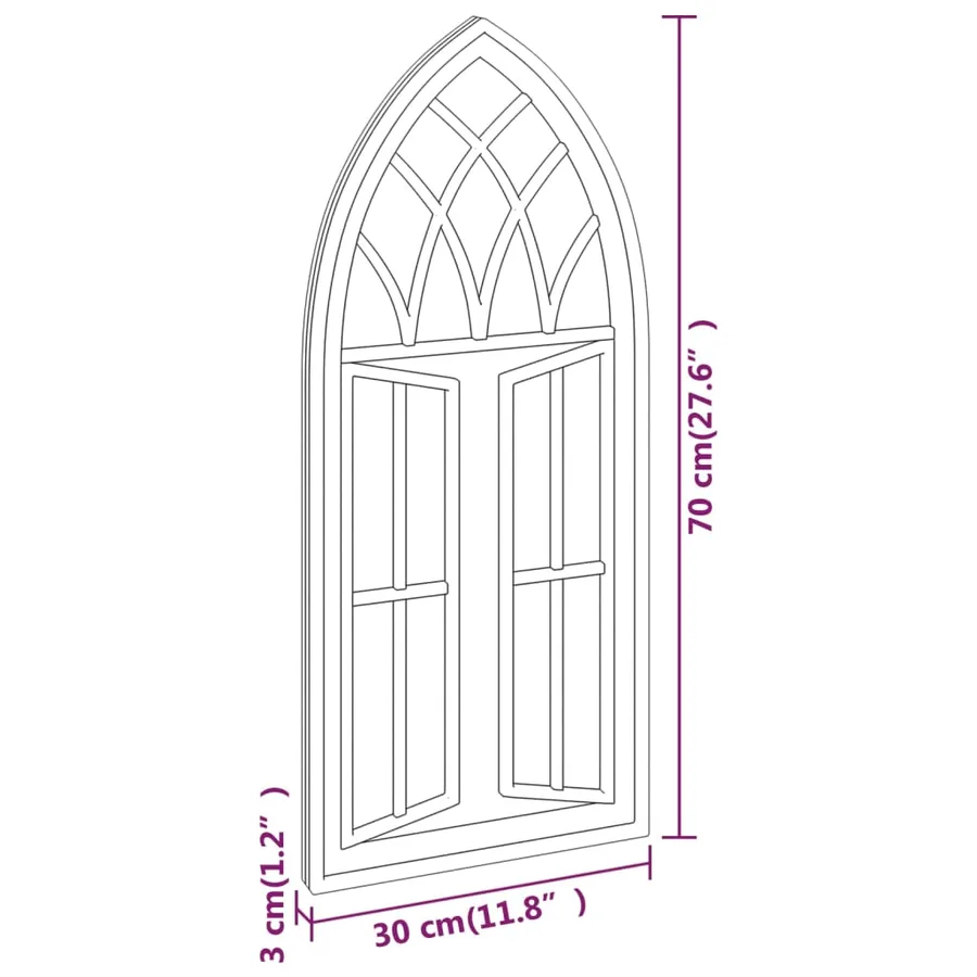 Miroir Noir 70x30 cm Fer pour utilisation à l'intérieur - 6