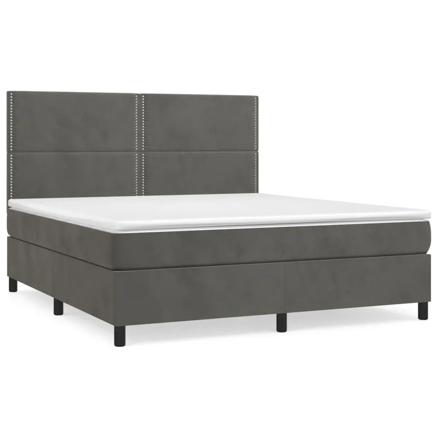 Sommier à lattes de lit et matelas Gris foncé 160x200cm Velours - 2