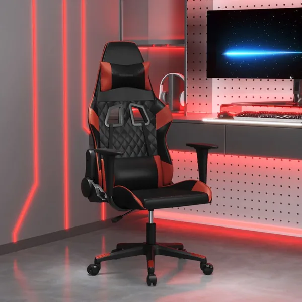 Chaise de jeu de massage Noir et rouge bordeaux Similicuir