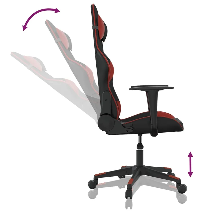 Chaise de jeu de massage Noir et rouge bordeaux Similicuir - 6