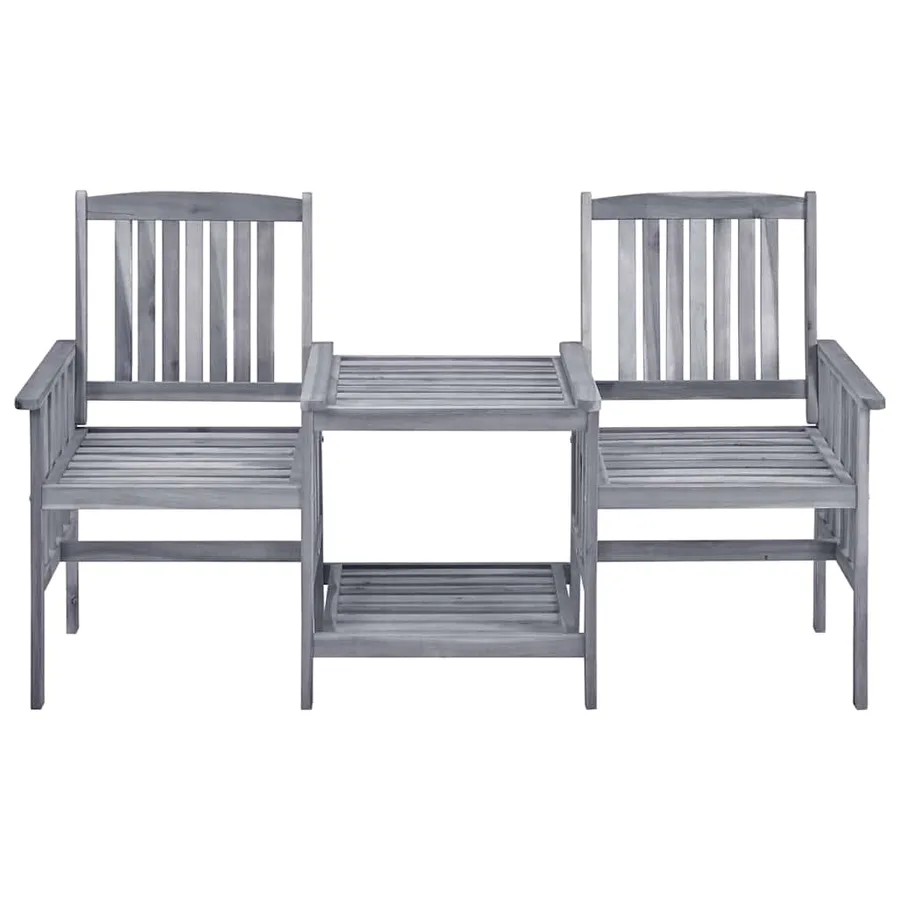 Chaises de jardin avec table à thé et coussins Acacia solide - 3