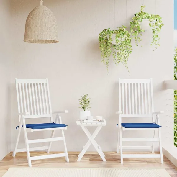 Coussins de chaise de jardin lot de 2 bleu royal 50x50x4 cm