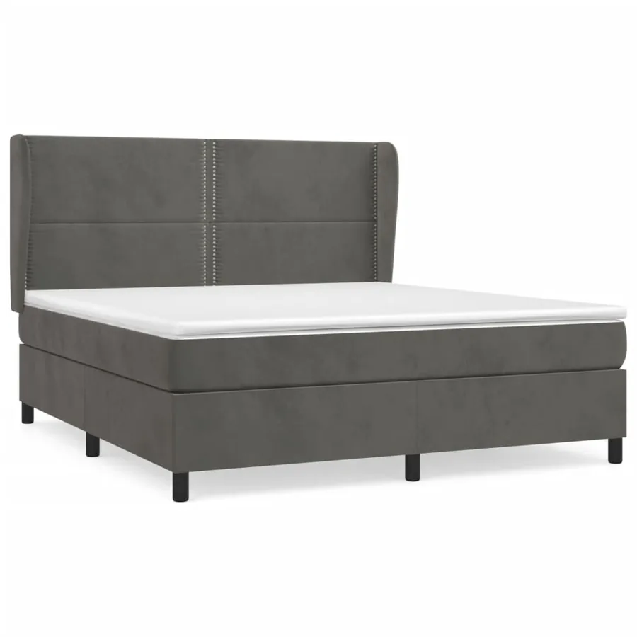 Sommier à lattes de lit et matelas Gris foncé 160x200cm Velours - 2