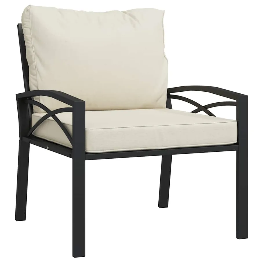 Chaises de jardin et coussins sable lot de 2 68x76x79 cm acier - 3
