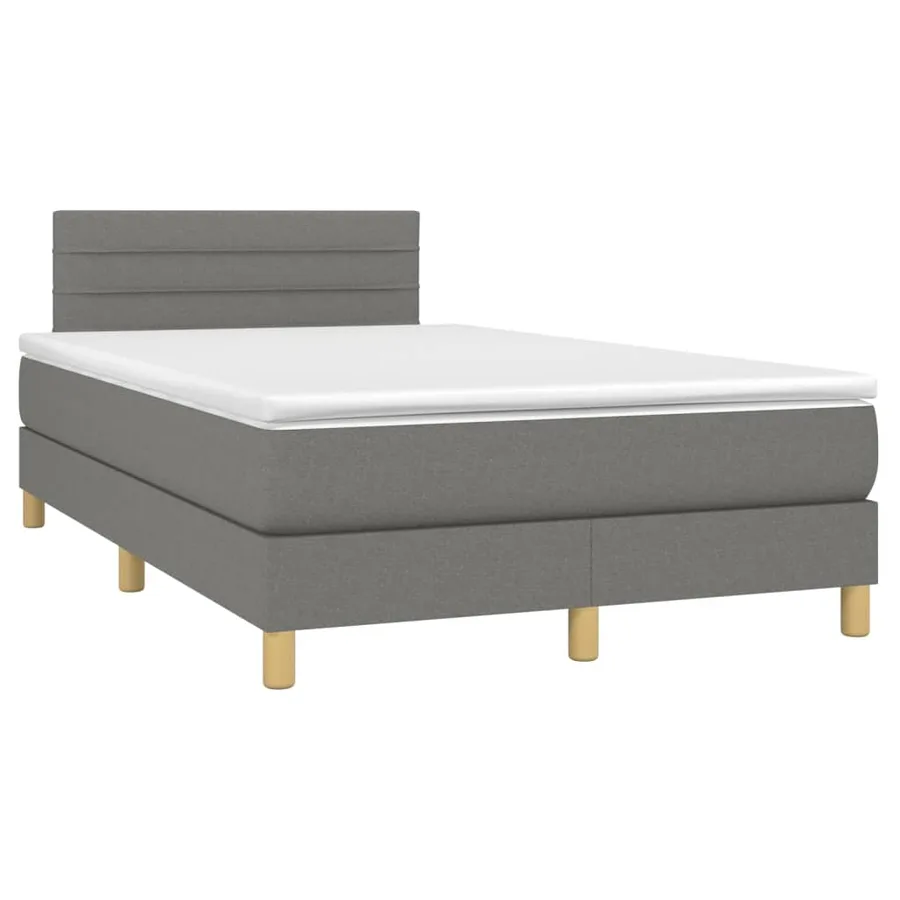 Sommier à lattes de lit et matelas et LED Gris foncé 120x200 cm - 3