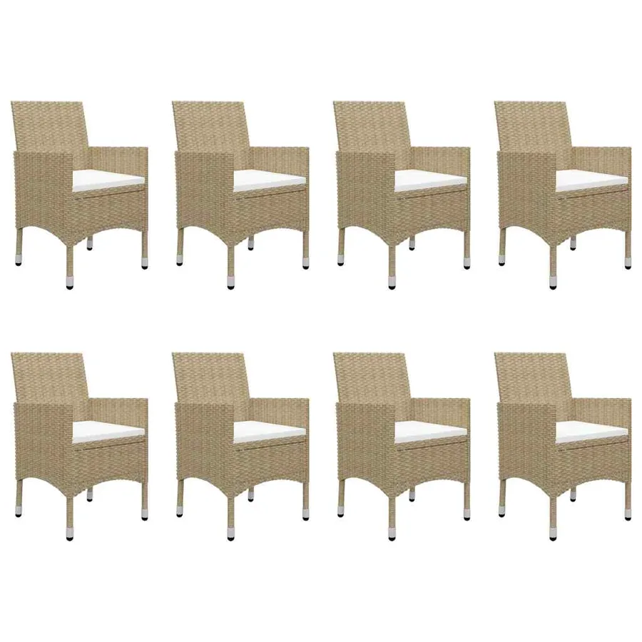 Ensemble à manger de jardin 9 pcs Beige - 5