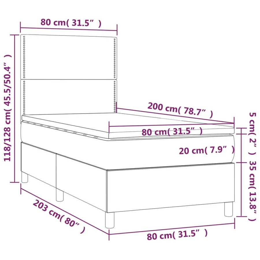 Sommier à lattes de lit et matelas Gris foncé 80x200 cm Velours - 6