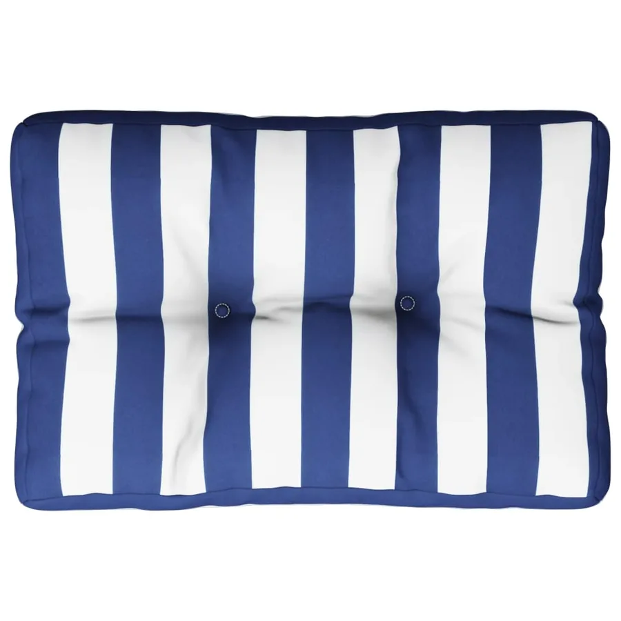 Coussin de palette rayures bleues et blanches 50x40x12 cm tissu - 2