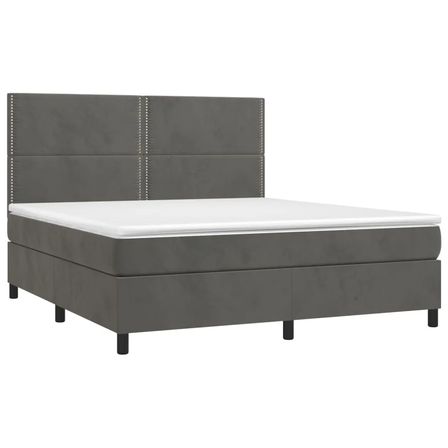 Sommier à lattes de lit matelas et LED Gris foncé 160x200 cm - 3