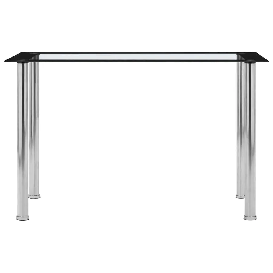 Table à manger Noir et transparent 120x60x75 cm Verre trempé - 2