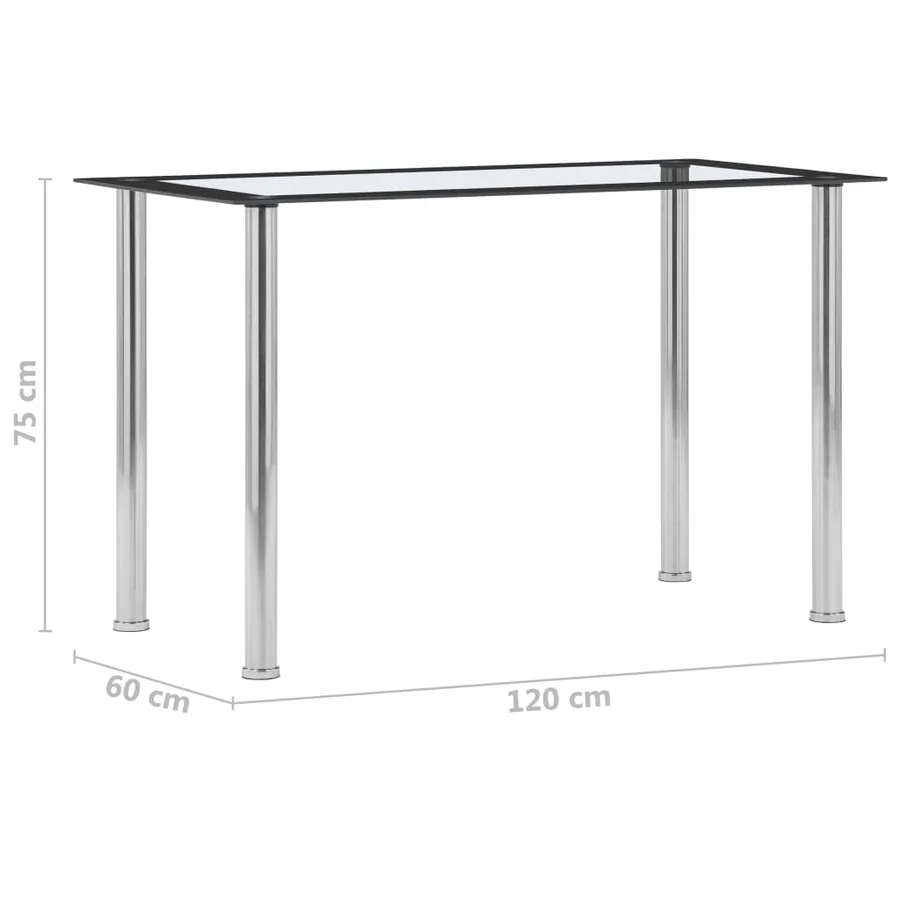 Table à manger Noir et transparent 120x60x75 cm Verre trempé - 5
