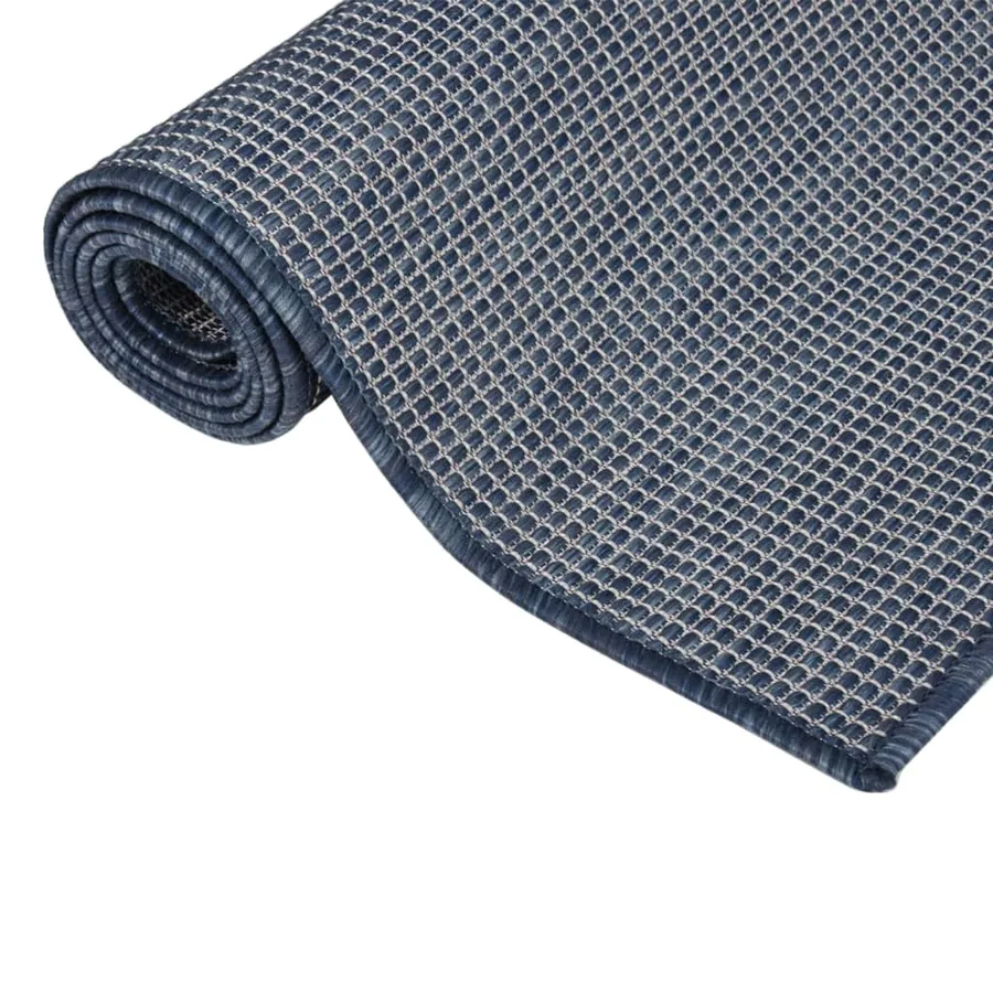 Tapis à tissage plat d'extérieur 80x250 cm Bleu - 3