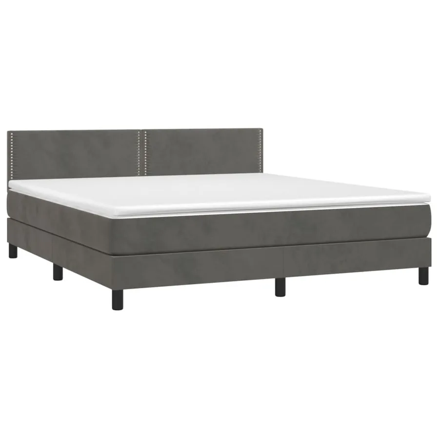 Sommier à lattes de lit avec matelas LED Gris foncé 160x200 cm - 4