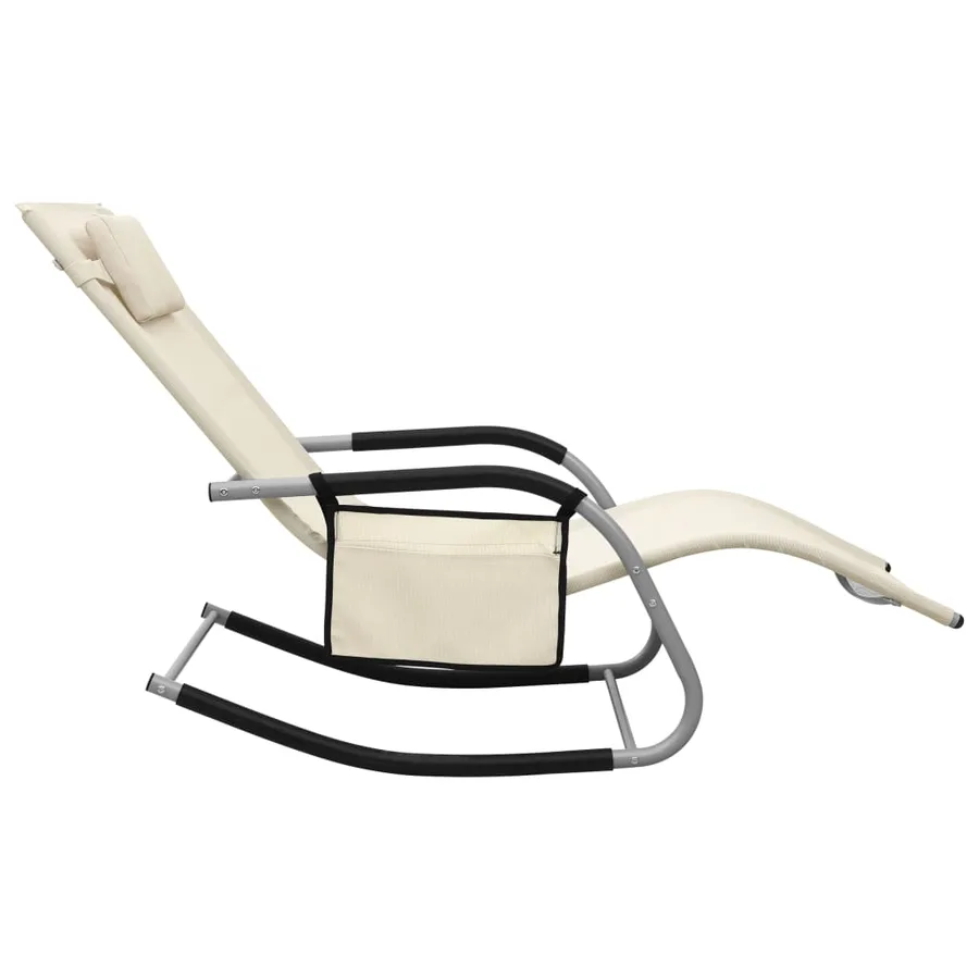 Chaises longues lot de 2 Textilène Crème et gris - 4