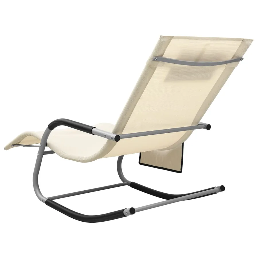 Chaises longues lot de 2 Textilène Crème et gris - 5